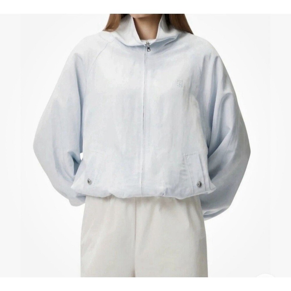 Sandro Paris Embroidered Collar Oversized Jacket Sky Blue Size 34 US 2